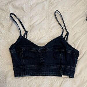 American Eagle Outfitters Dark Blue Denim Crop Top